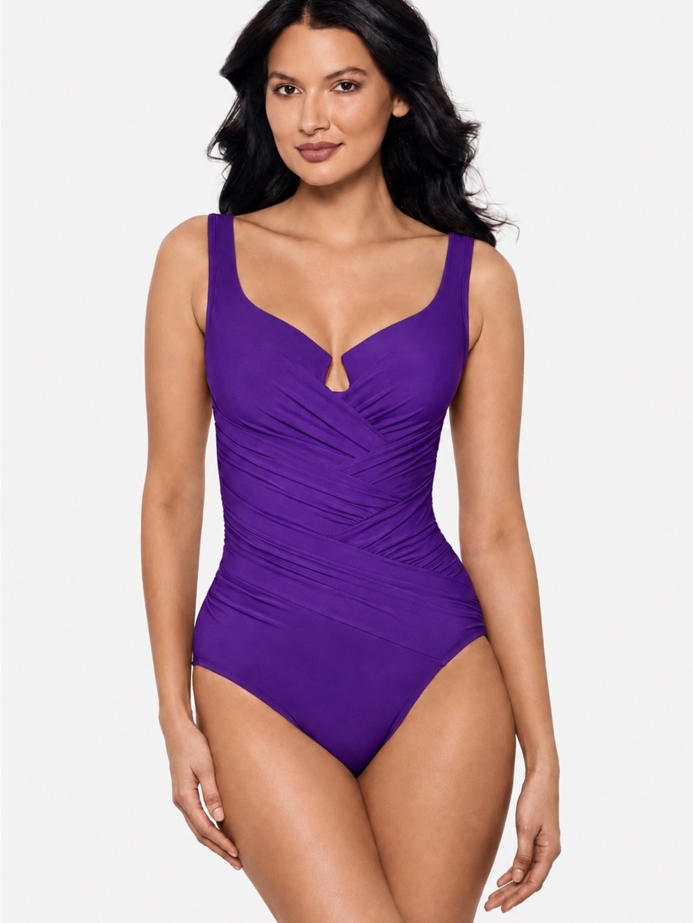 Miraclesuit Gandolf Purple Tummy Control Slimming One-Piece Swimsuit 66370 US 8